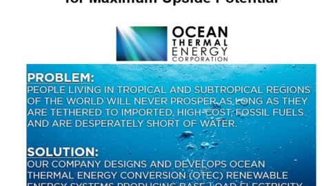 $CPWR: Harnessing cheap electricity from Deep Cold Ocean Water and Warm Tropical Surface Waters can Provide Massive Levels of Energy for Consumers, and Profit Potential for Investors